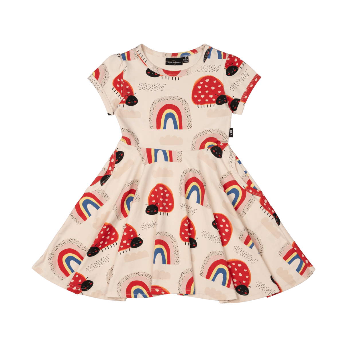 Rock Your Kid Love Bug Rainbow Waisted Dress