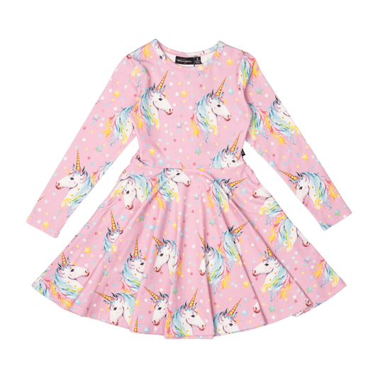 Rock Your Kid Dotty Unicorn Waisted Dress