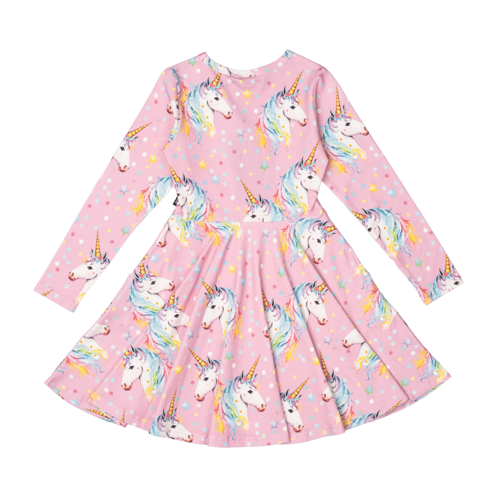 Rock Your Kid Dotty Unicorn Waisted Dress