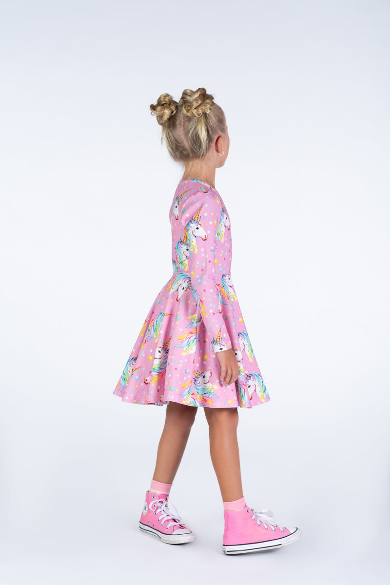 Rock Your Kid Dotty Unicorn Waisted Dress