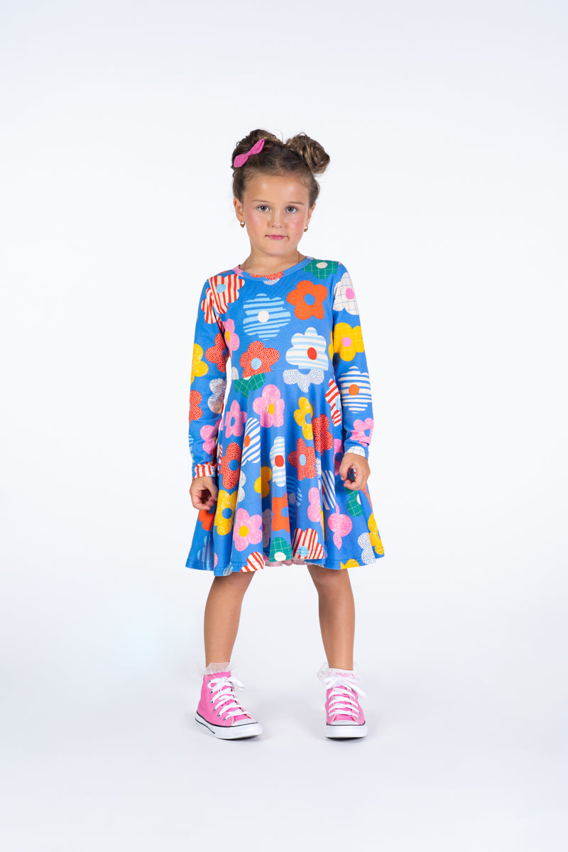 Rock Your Kid Happy Flowers Waisted Dress