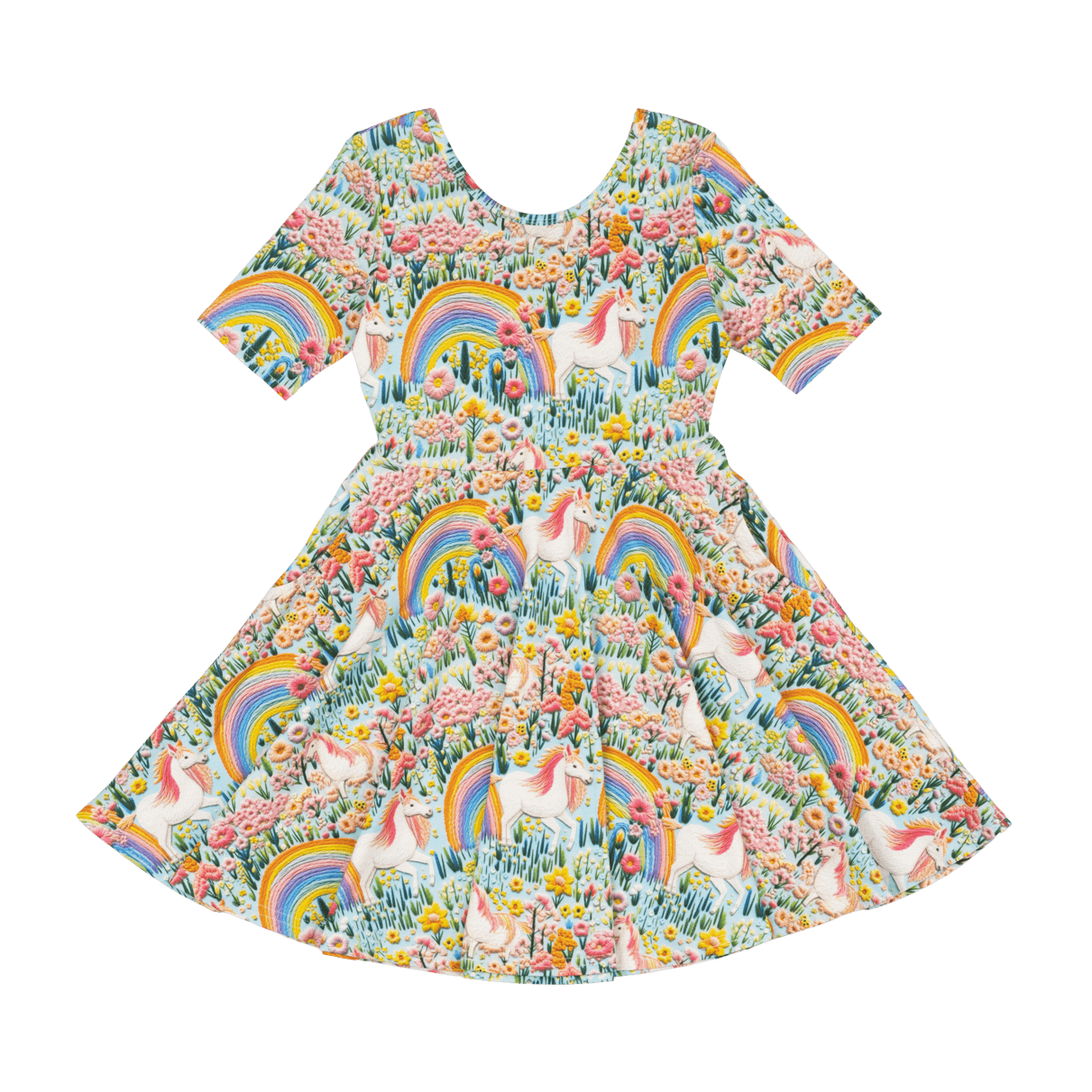 Rock Your Kid Embroidered Unicorns Mabel Waisted Dress