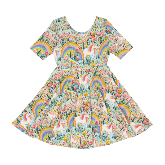 Rock Your Kid Embroidered Unicorns Mabel Waisted Dress