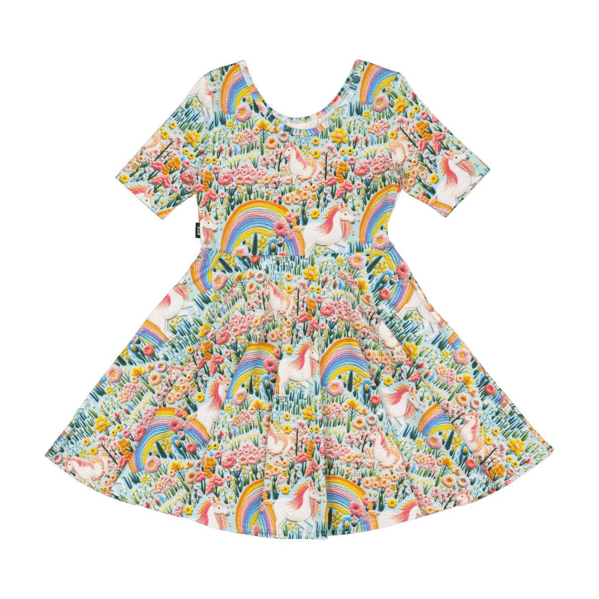 Rock Your Kid Embroidered Unicorns Mabel Waisted Dress