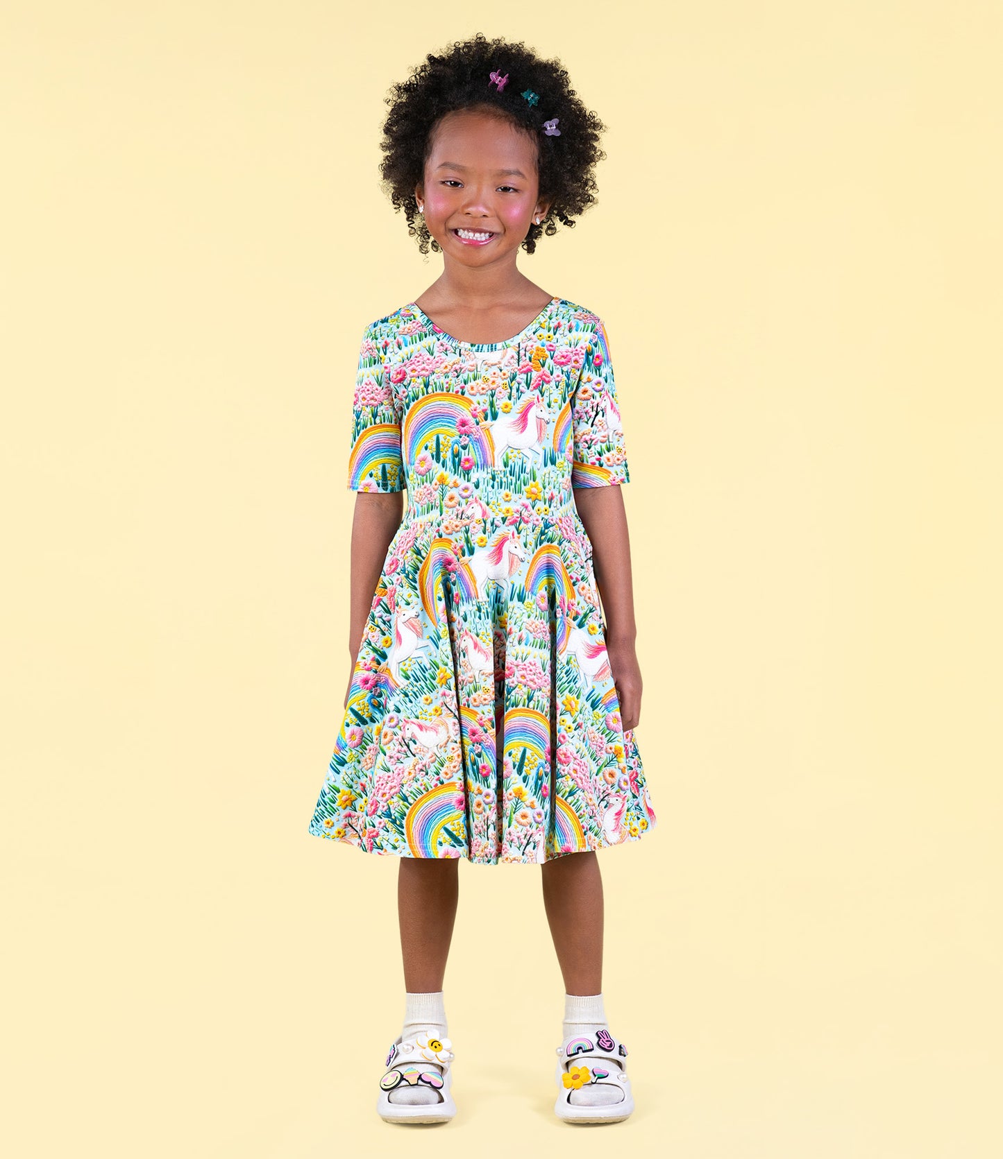 Rock Your Kid Embroidered Unicorns Mabel Waisted Dress