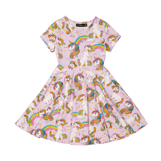 Rock Your Kid Unicorn Rainbow Waisted Dress