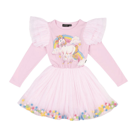 Rock Your Kid Unicorn Rainbow Pom Pom Circus Dress