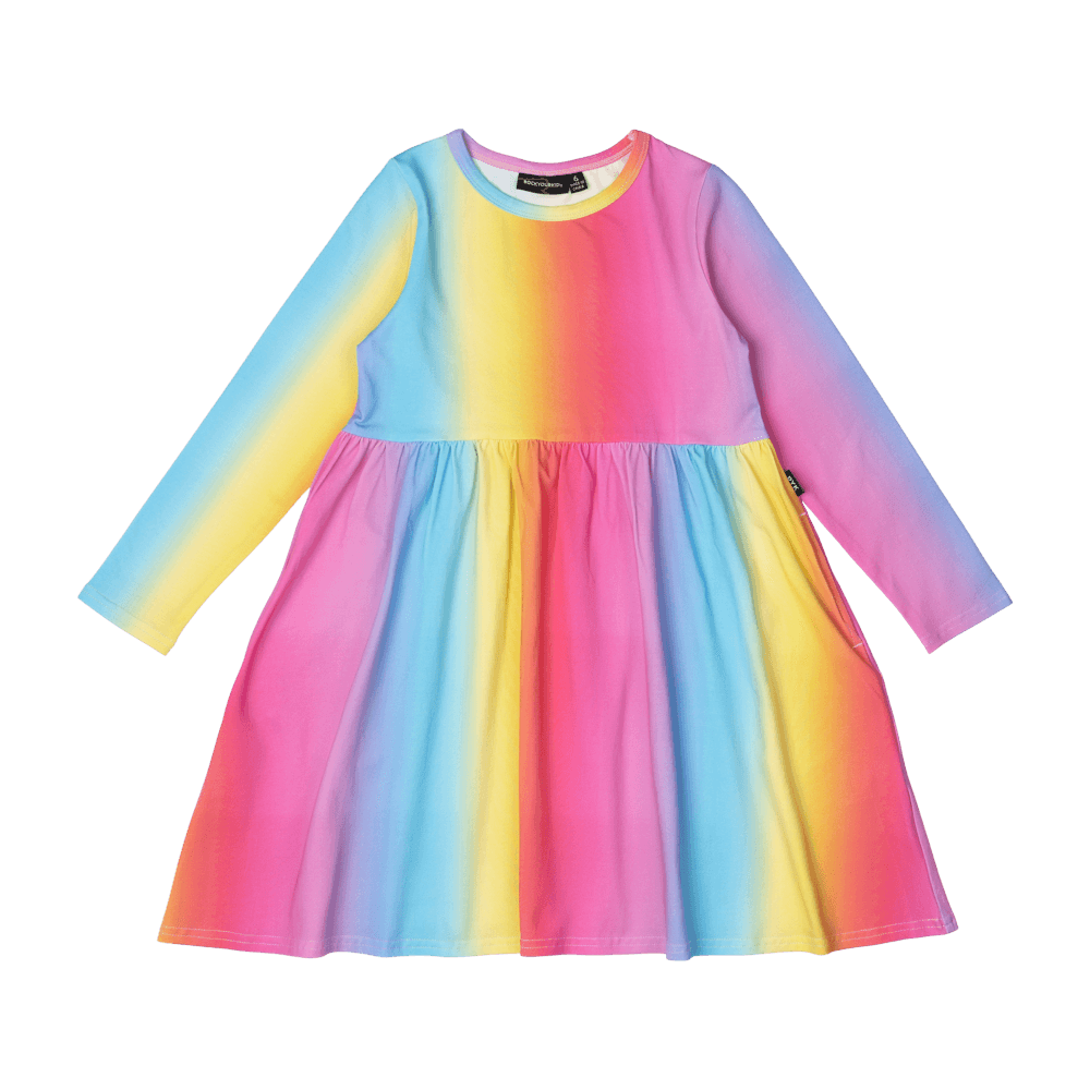 Rock Your Kid Rainbow Long Sleeve Dress