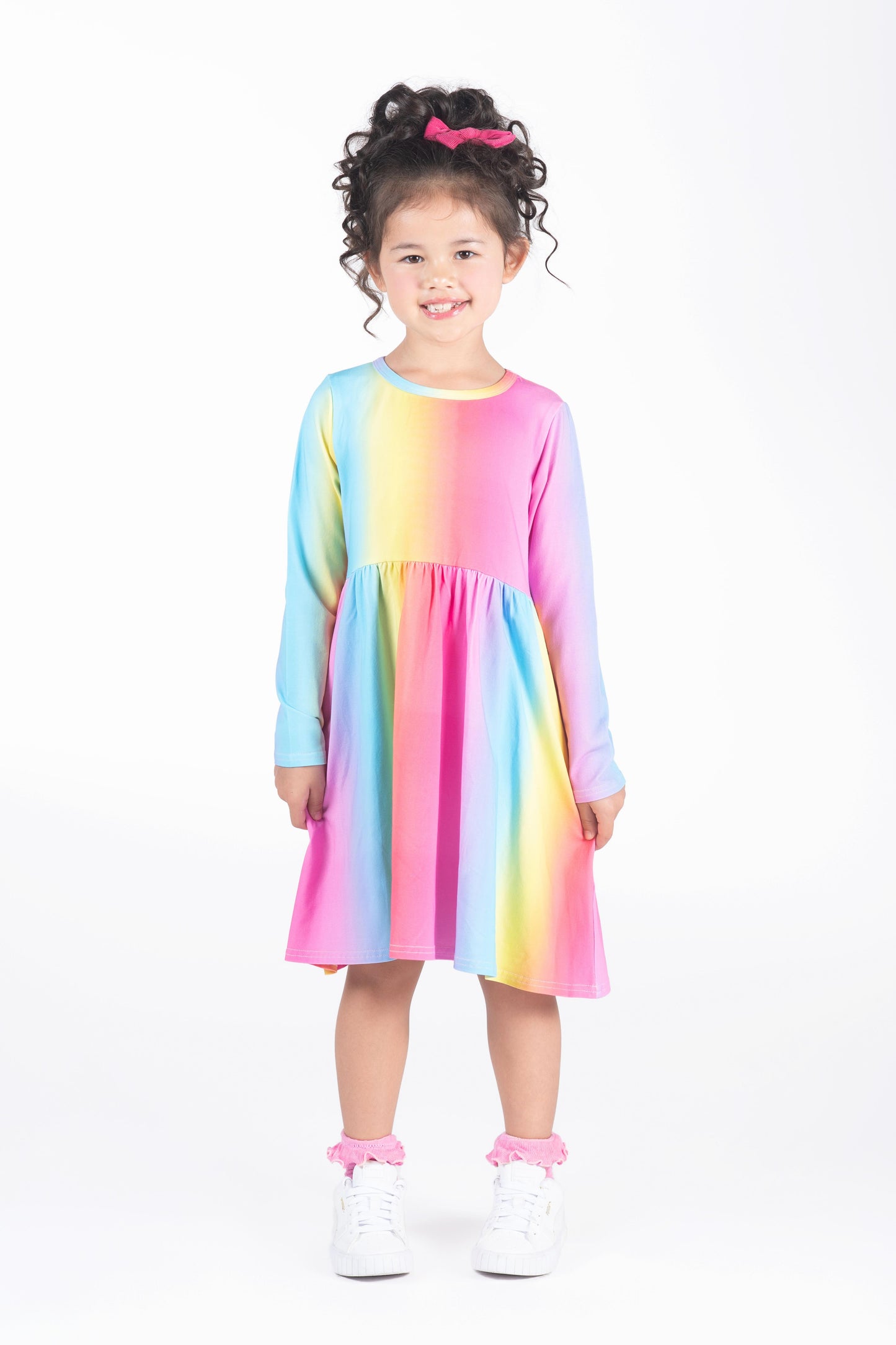 Rock Your Kid Rainbow Long Sleeve Dress