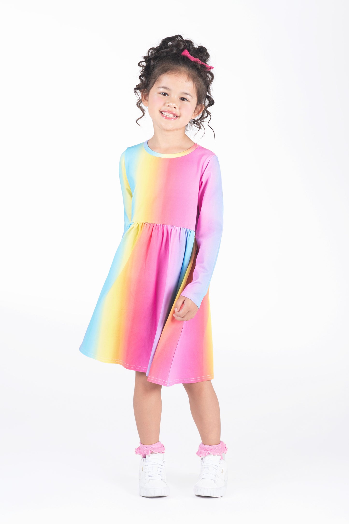 Rock Your Kid Rainbow Long Sleeve Dress