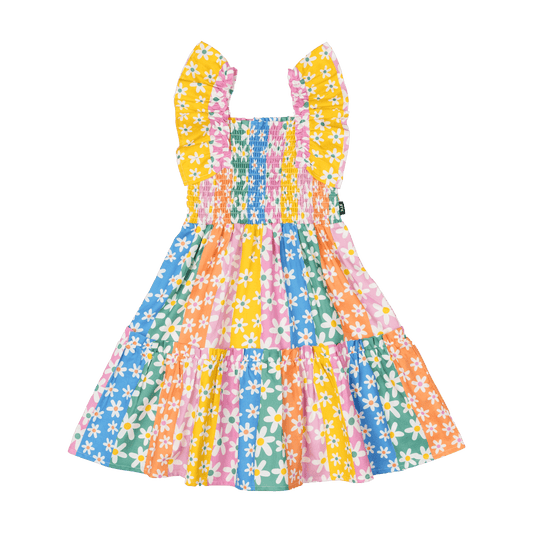 Rock Your Kid Floral Stripes Shirred Dress