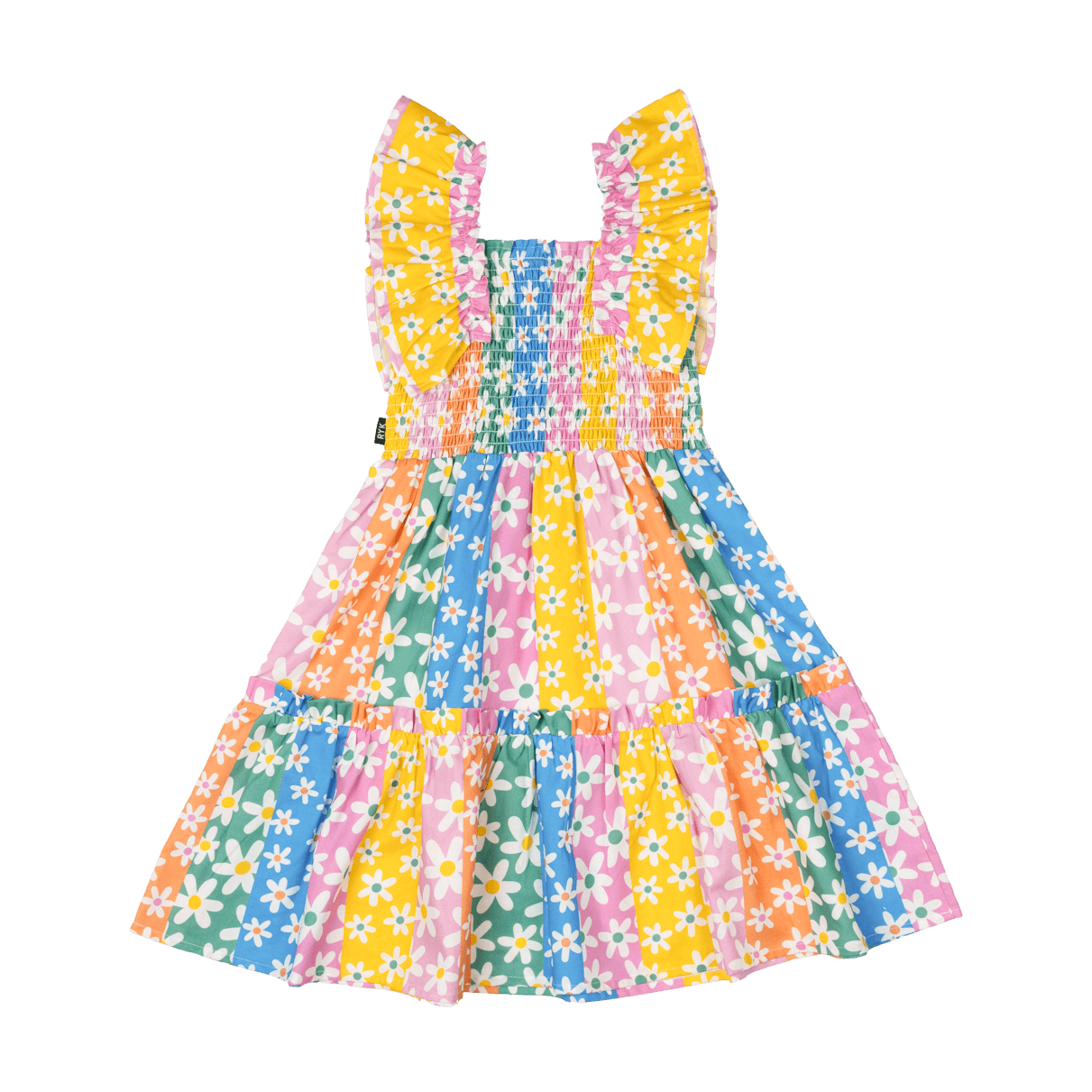 Rock Your Kid Floral Stripes Shirred Dress