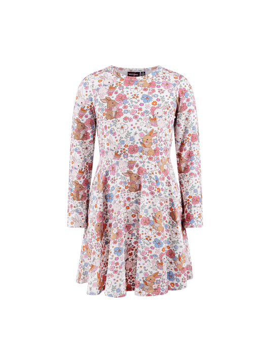 Rock Your Kid Disty Bunny Long Sleeve Waisted Dress