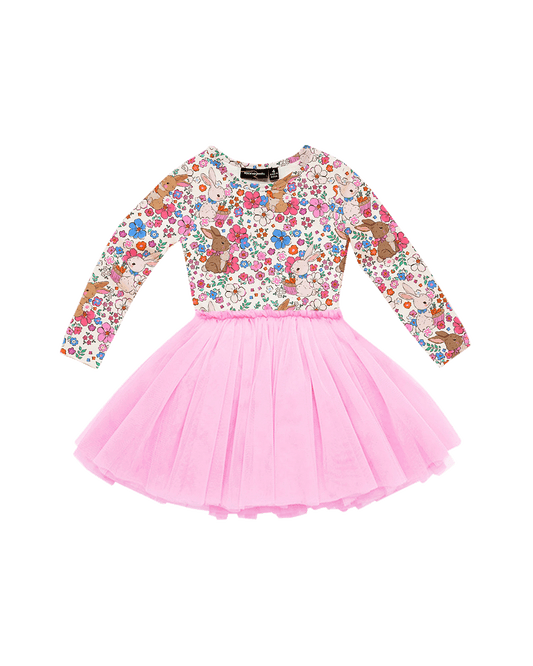 Rock Your Kid Ditsy Bunny Long Sleeve Circus Dress