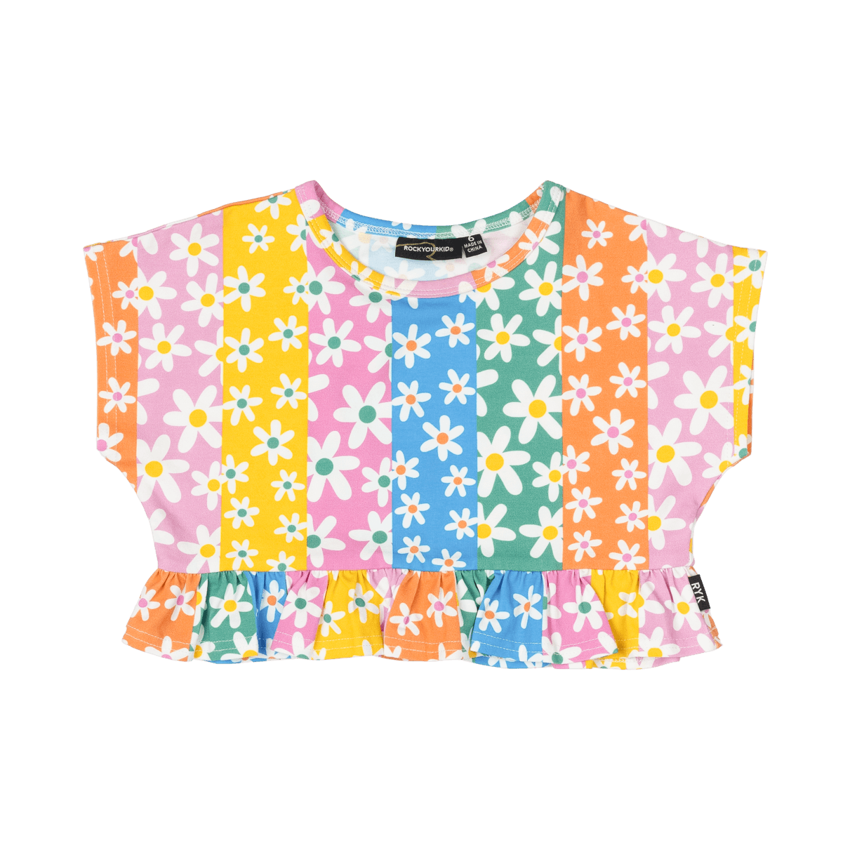 Rock Your Kid Floral Stripes Frill T-Shirt