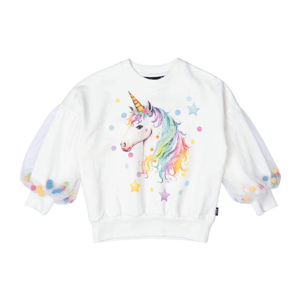 Rock Your Kid Unicorn Tulle Sleeve Sweatshirt