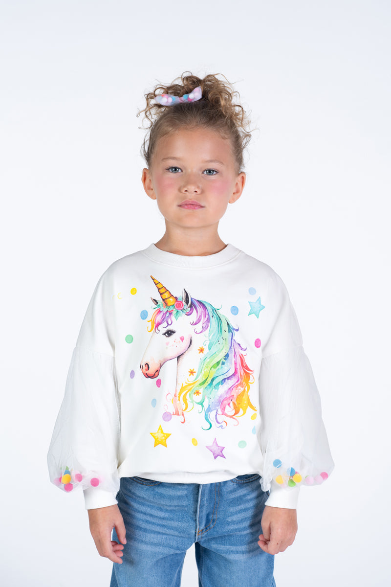 Rock Your Kid Unicorn Tulle Sleeve Sweatshirt