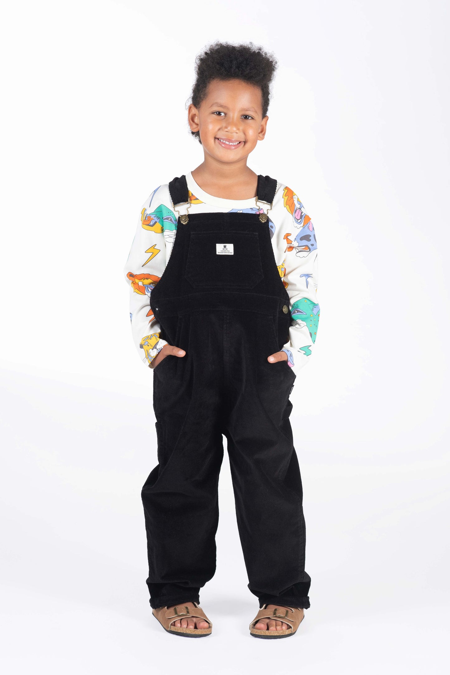 Rock Your Kid Cord Overalls Black