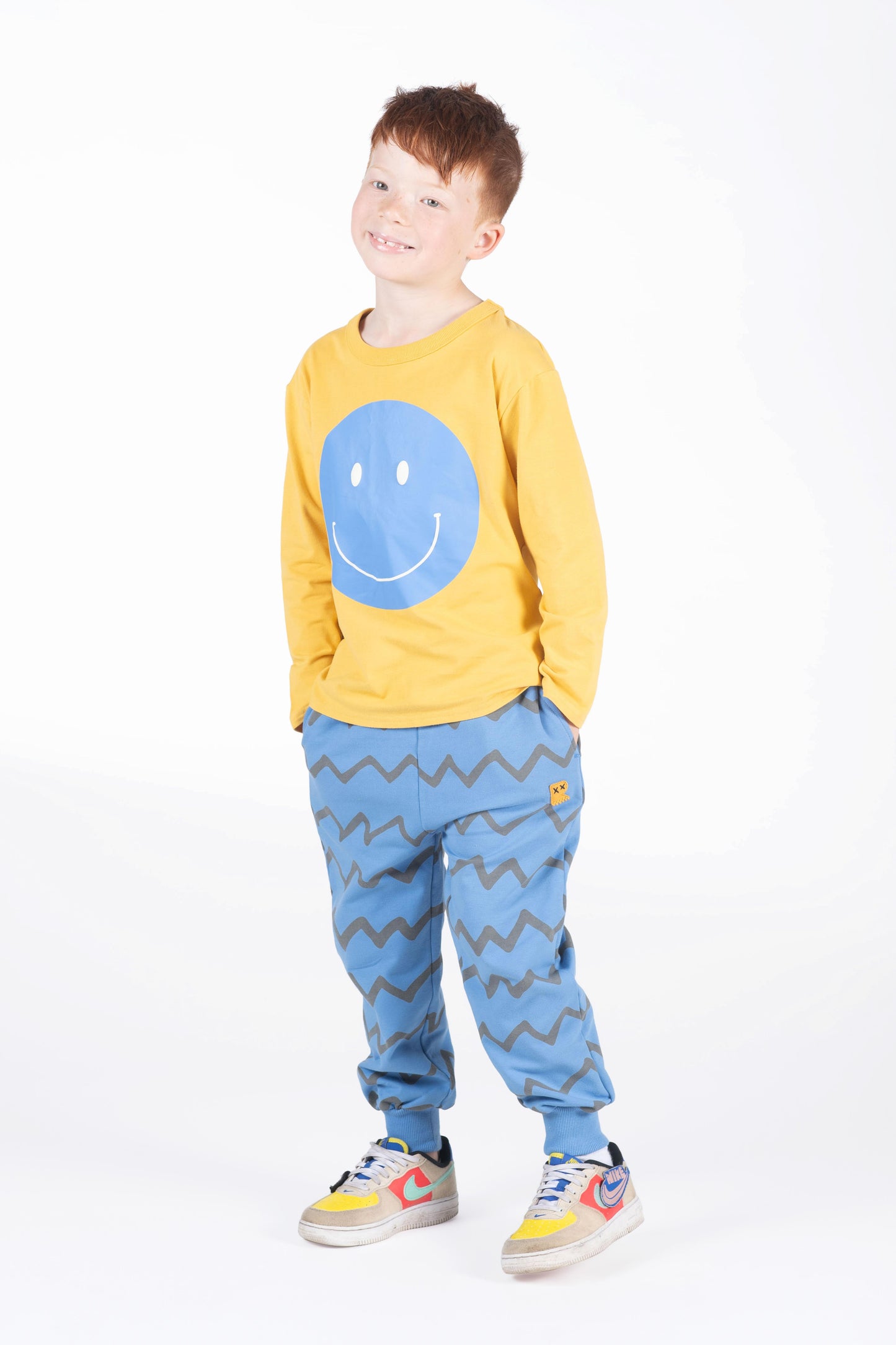 Rock Your Kid Zig Zag Track Pants Blue