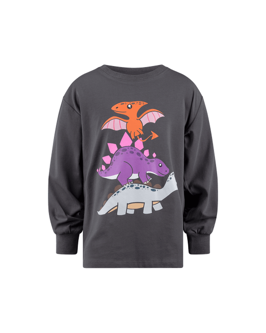Rock Your Kid Dino Stack Long Sleeve Tee