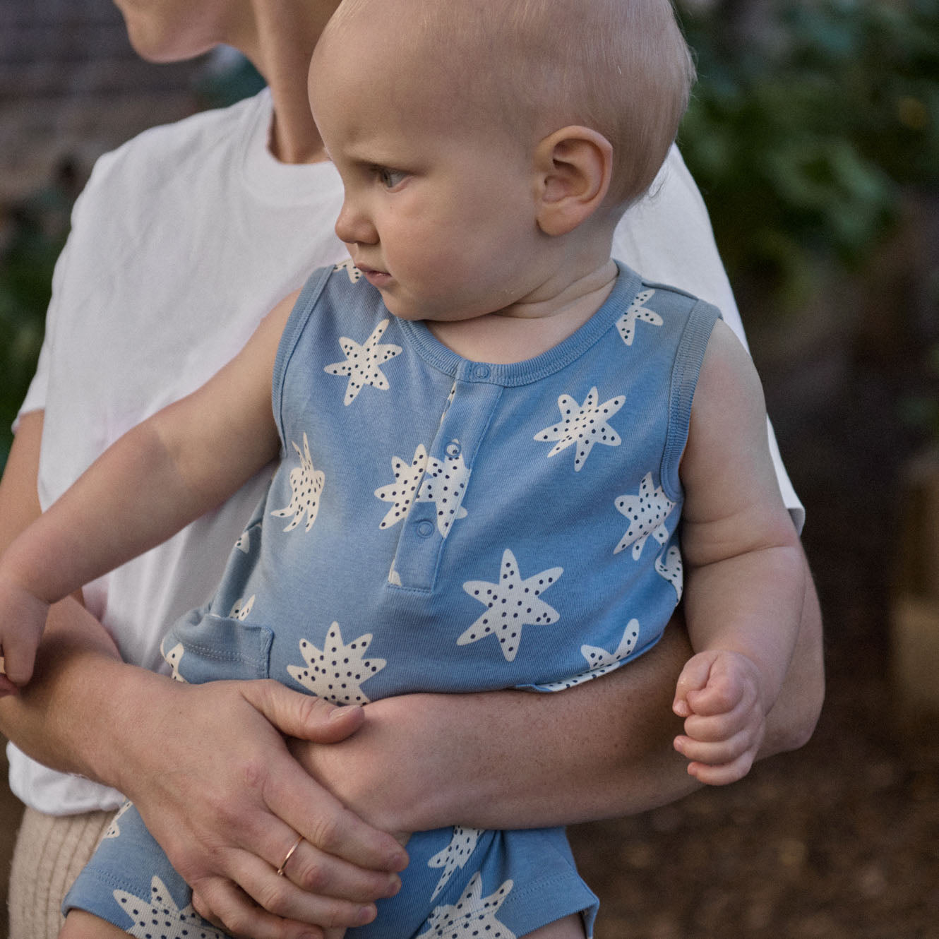 Nature Baby Camper Suit Sea Stars Print