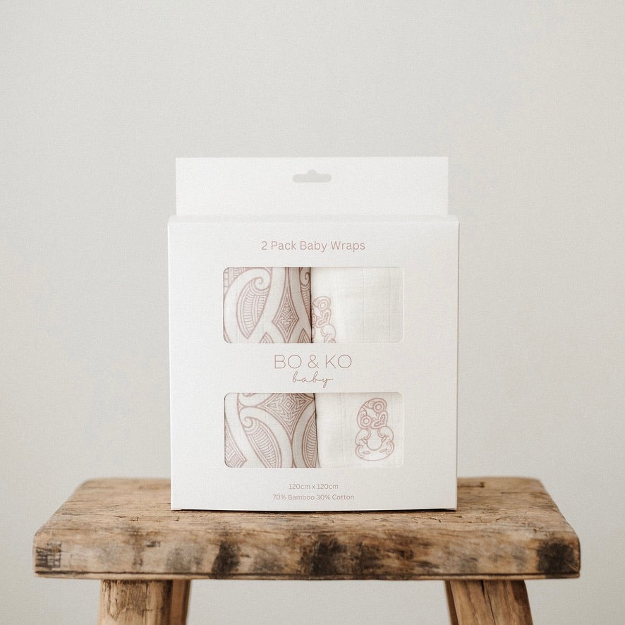 Bo & Ko 2 Pack Wrap Set Tiki Mauve & Te Pātiki Mauve