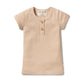 Wilson & Frenchy Organic Rib Henley Tee Toffee