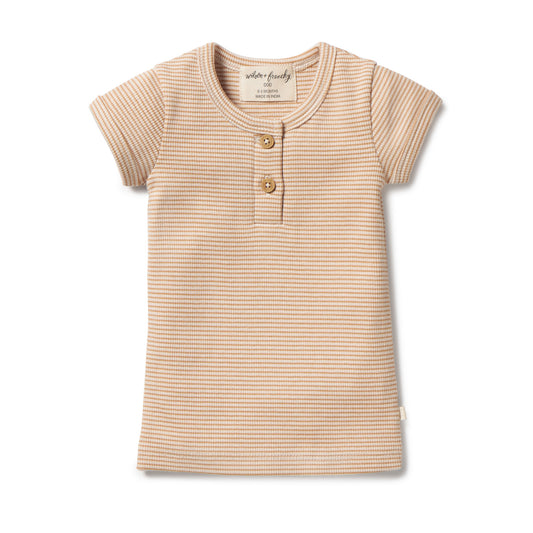 Wilson & Frenchy Organic Rib Henley Tee Toffee