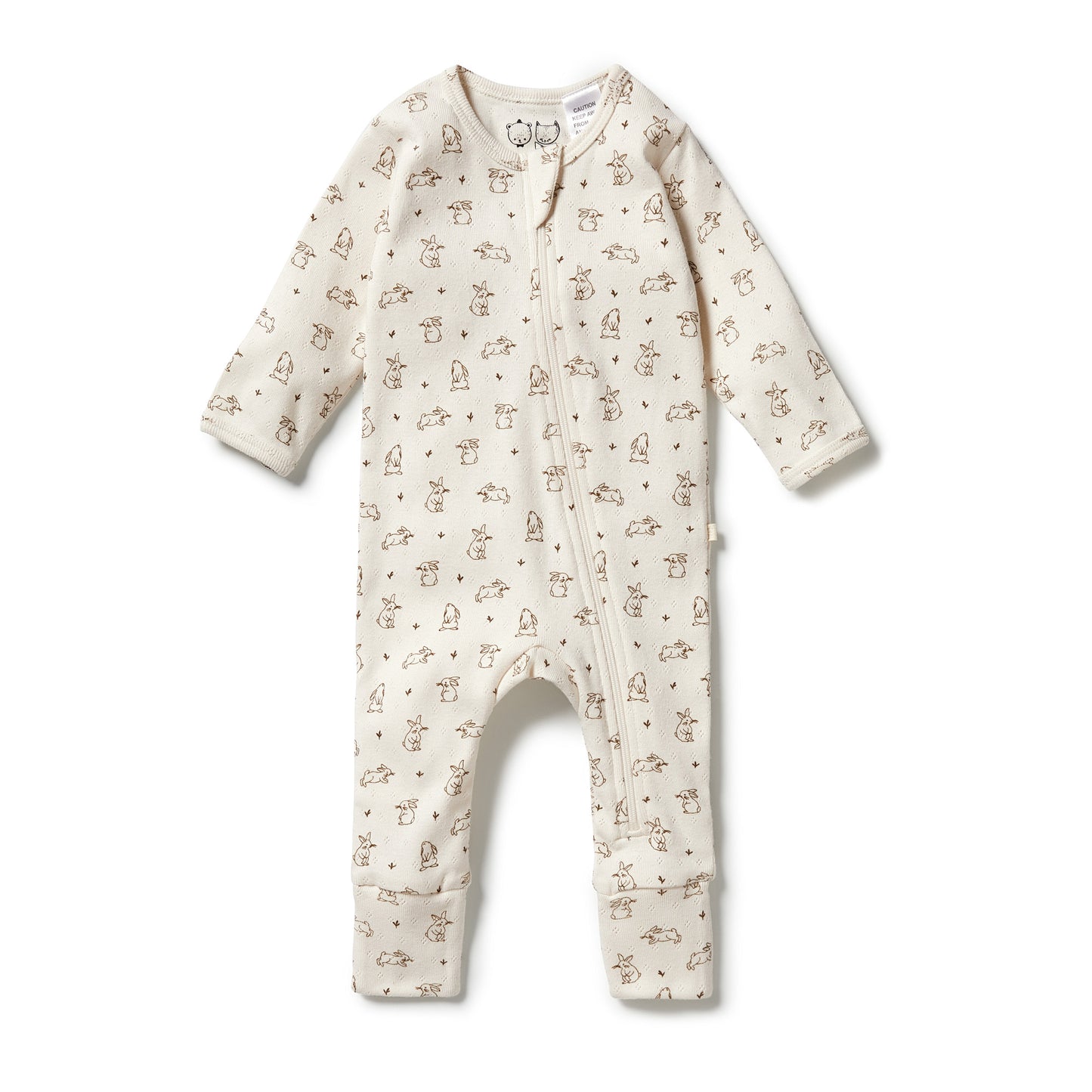 Wilson & Frenchy Pointelle Zipsuit with Feet Bunny Love