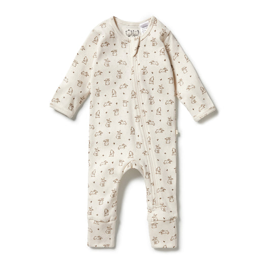 Wilson & Frenchy Pointelle Zipsuit with Feet Bunny Love