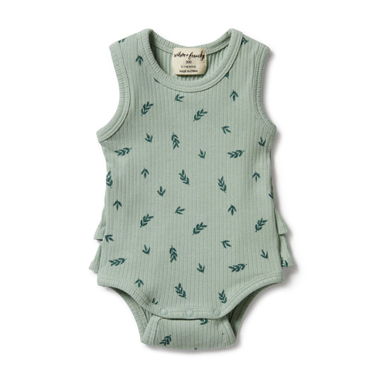 Wilson & Frenchy Organic Rib Ruffle Bodysuit Falling Leaf