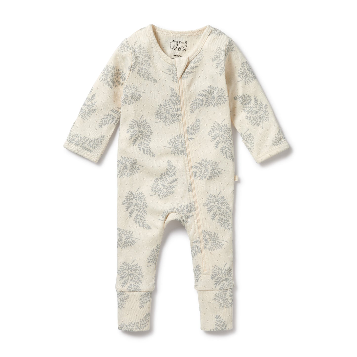 Wilson & Frenchy Organic Pointelle Zipsuit With Feet Forever Ferns