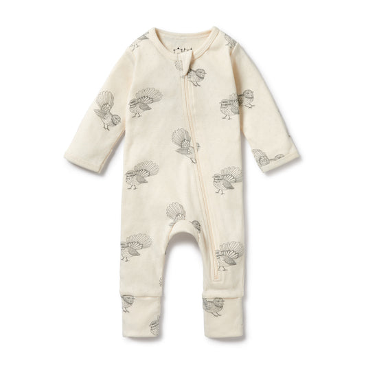 Wilson & Frenchy Organic Pointelle Zipsuit With Feet Little Fantail