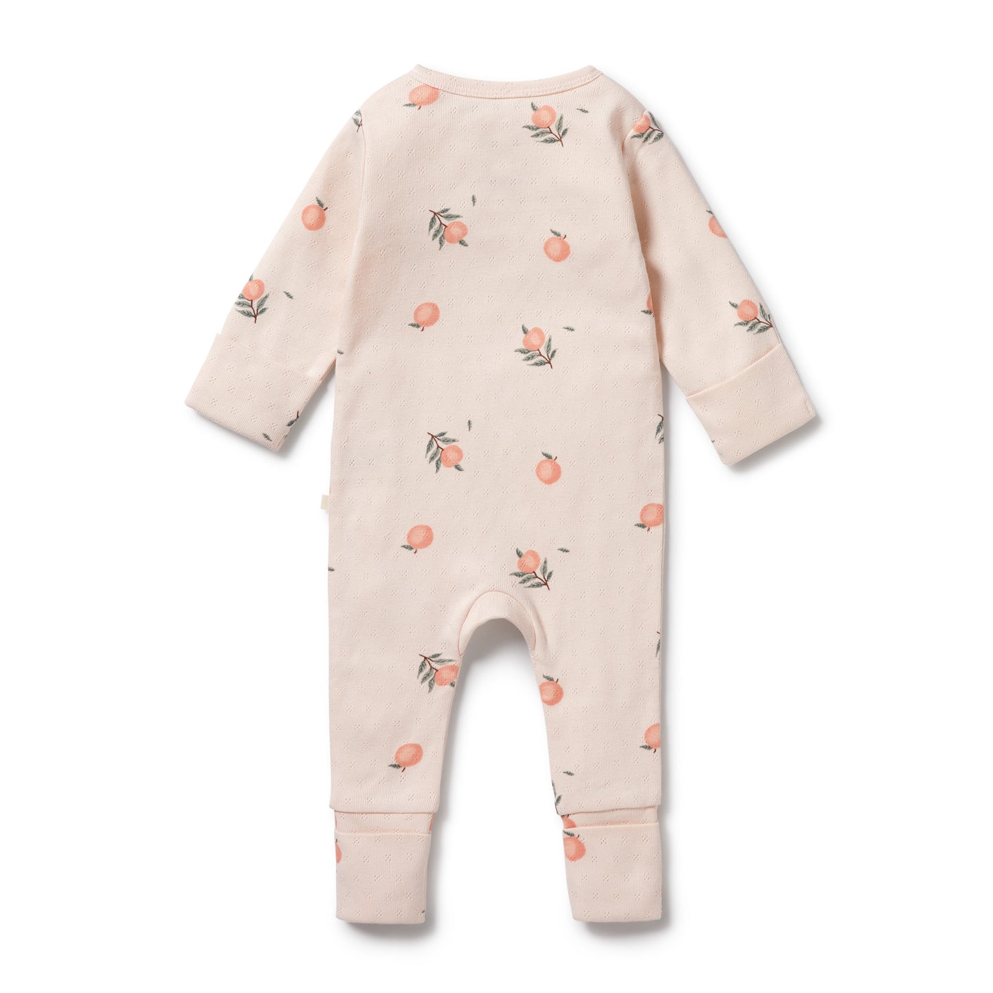 Wilson & Frenchy Organic Pointelle Zipsuit With Feet Peaches