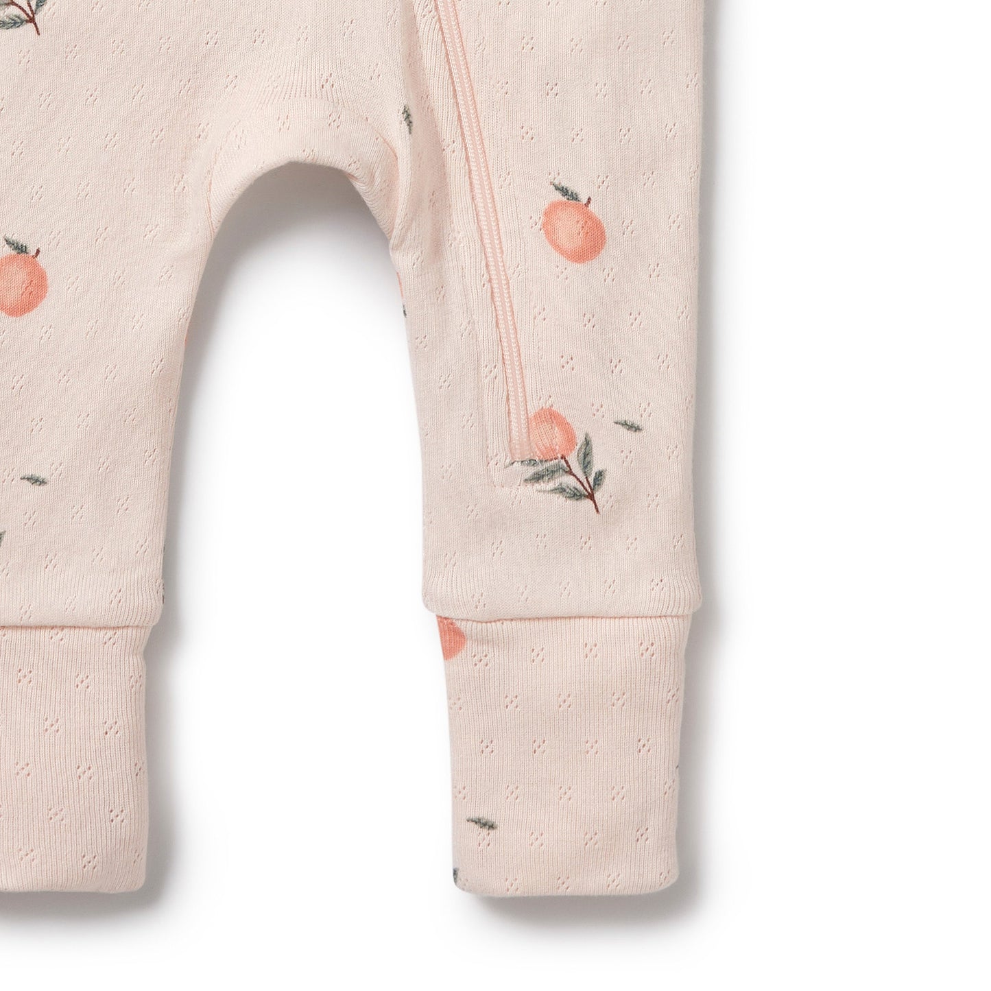 Wilson & Frenchy Organic Pointelle Zipsuit With Feet Peaches