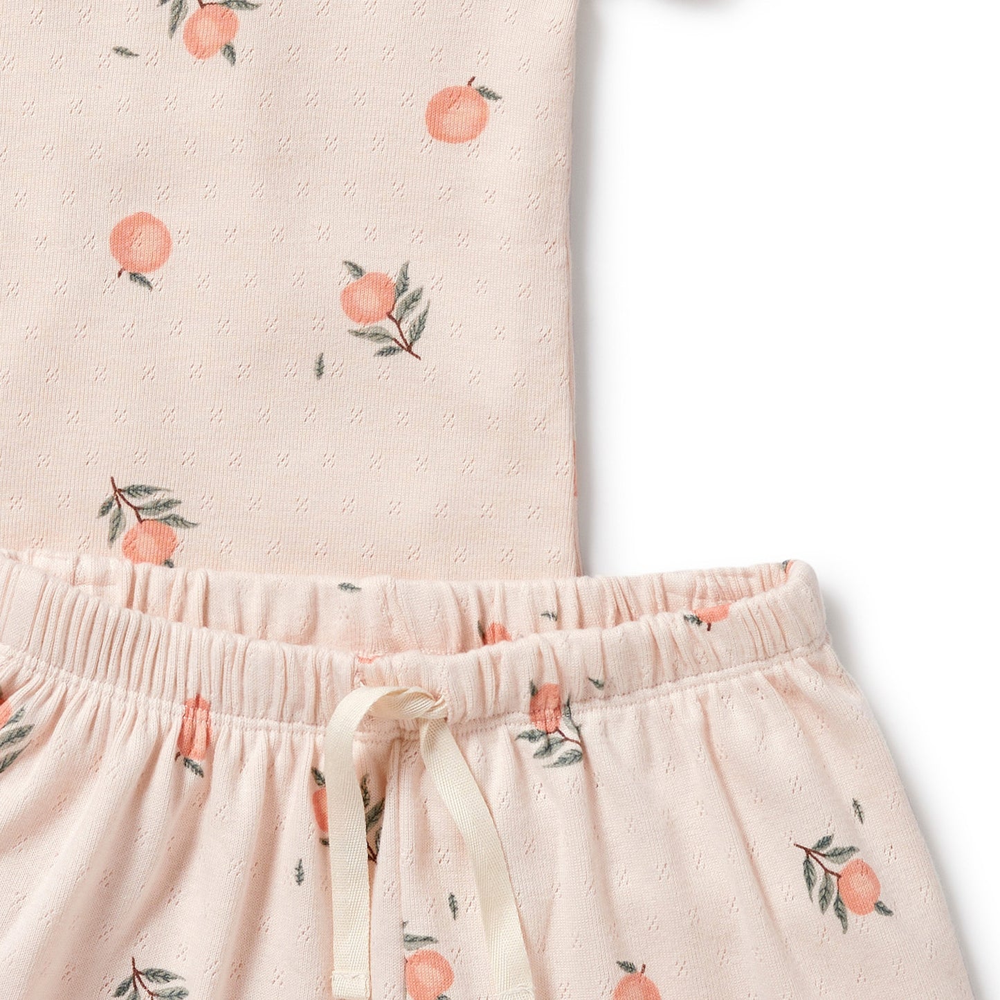 Wilson & Frenchy Organic Pointelle Short Sleeved Pyjamas Peaches