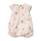 Wilson & Frenchy Organic Pointelle Ruffle Growsuit Peaches