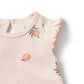 Wilson & Frenchy Organic Pointelle Ruffle Growsuit Peaches