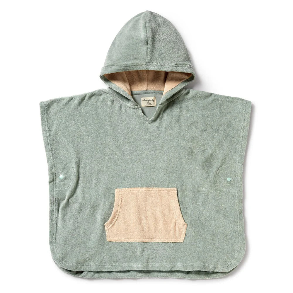 Wilson & Frenchy Organic Terry Hooded Poncho Pistachio