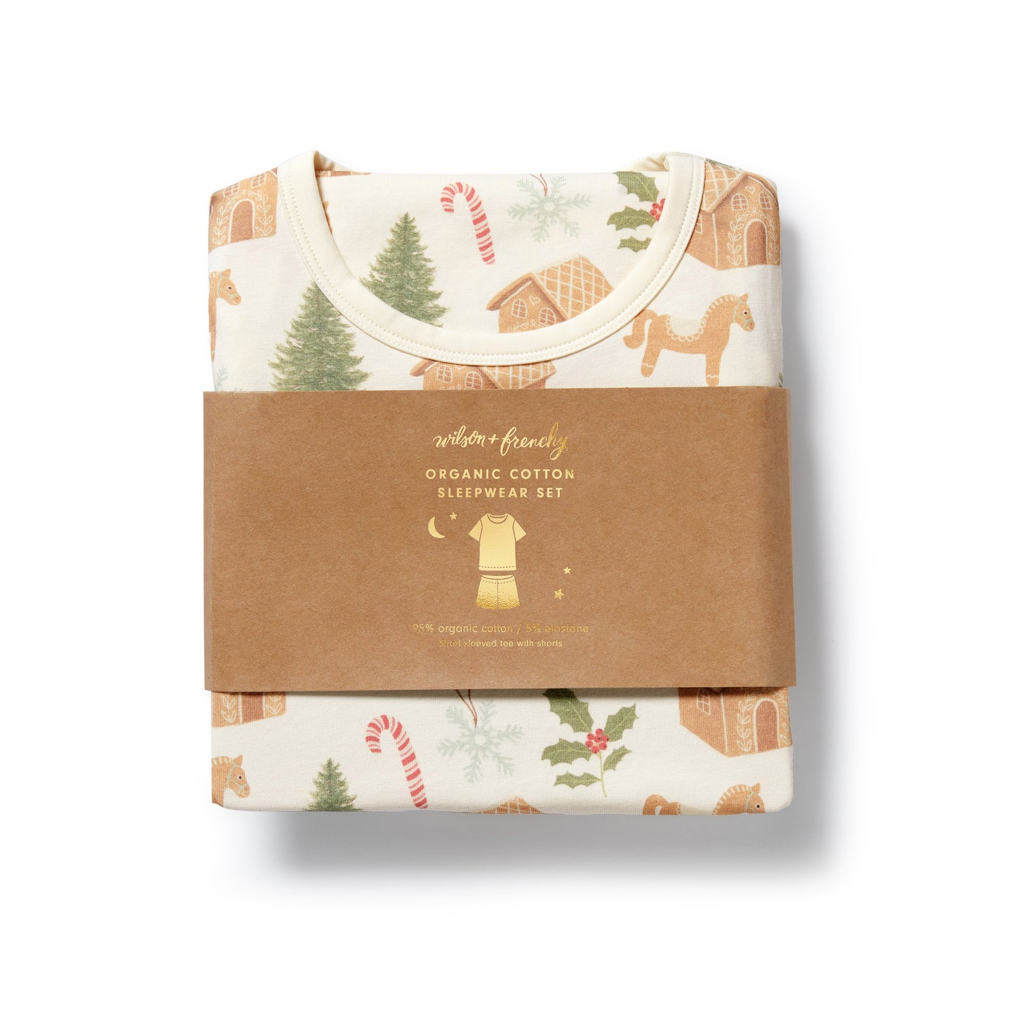 Wilson & Frenchy Organic Short Sleeved Pyjamas Holly Jolly Magic