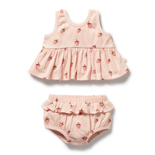 Wilson & Frenchy Organic Ruffle Set Strawberry Kisses