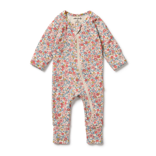 Wilson & Frenchy Organic Zipsuit with Feet Summer Bloom