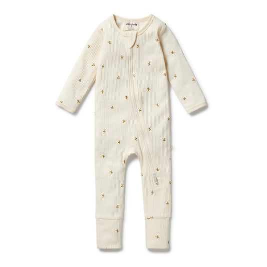 Wilson & Frenchy Organic Zipsuit with Feet Bee Mine