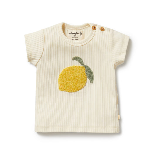 Wilson & Frenchy Embroidered Organic Tee Lemon Leaf