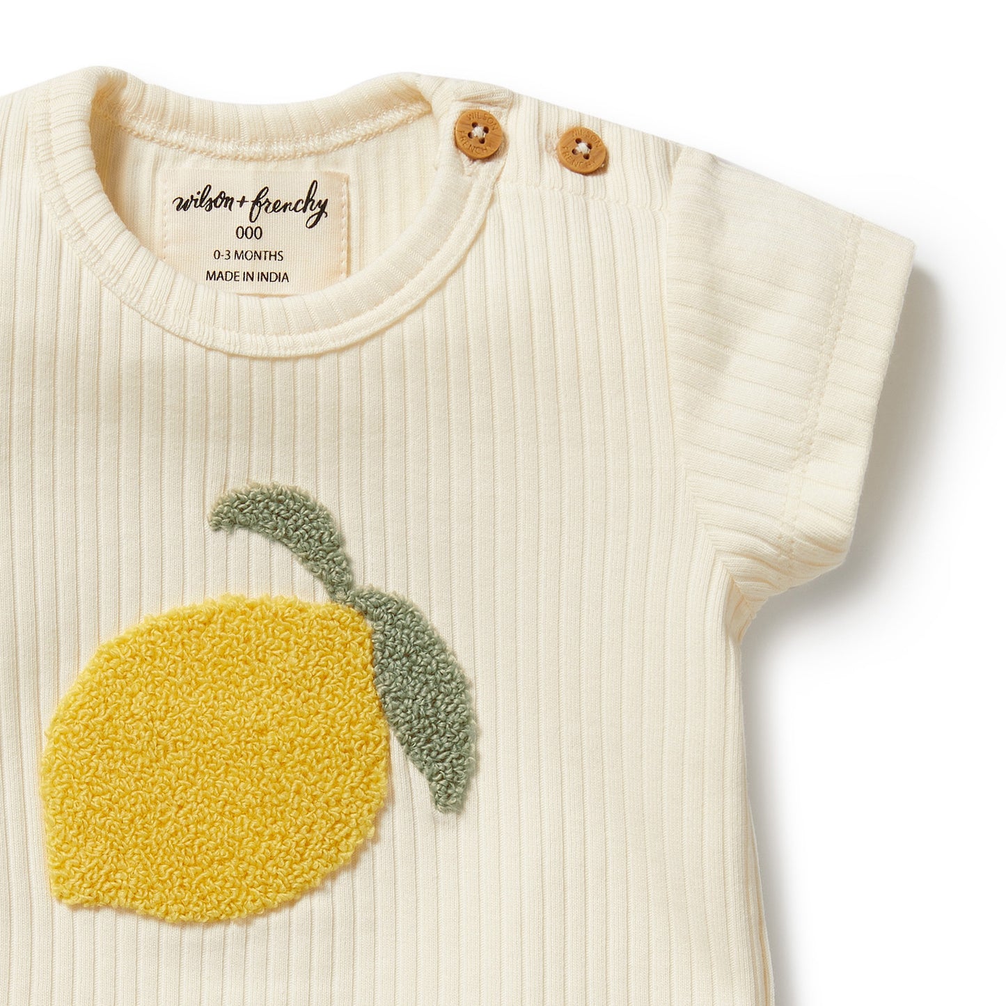 Wilson & Frenchy Embroidered Organic Tee Lemon Leaf