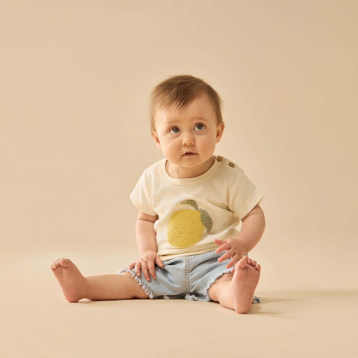 Wilson & Frenchy Embroidered Organic Tee Lemon Leaf