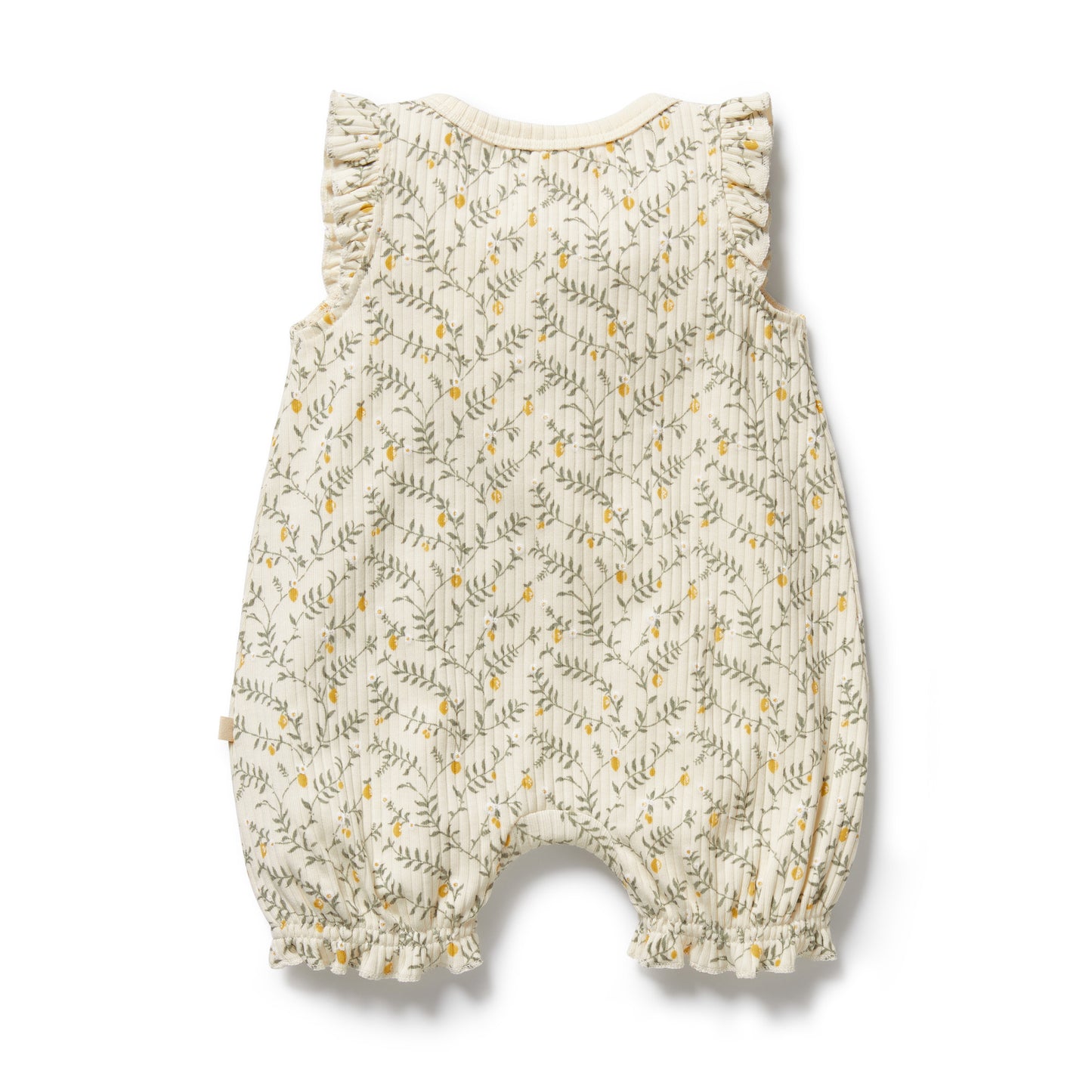 Wilson & Frenchy Organic Ruffle Zipsuit Lemon Leaf
