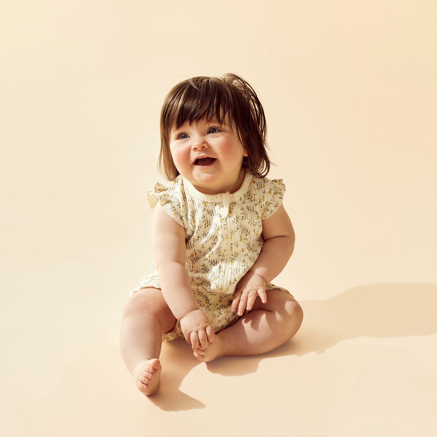 Wilson & Frenchy Organic Ruffle Zipsuit Lemon Leaf