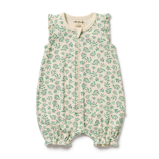Wilson & Frenchy Organic Ruffle Zipsuit Periwinkle