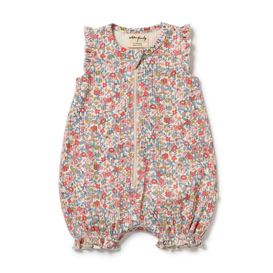 Wilson & Frenchy Organic Ruffle Zipsuit Summer Bloom